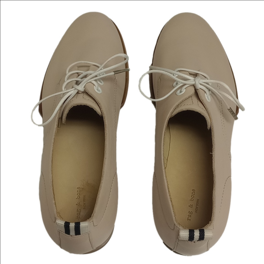 RAG & BONE "AUDREY" PINK LEATHER OXFORDS SHOES - Picture 7 of 12